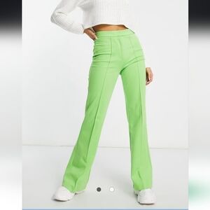 NWT TOPSHOP LIME GREEN FLARED SUIT PANTS